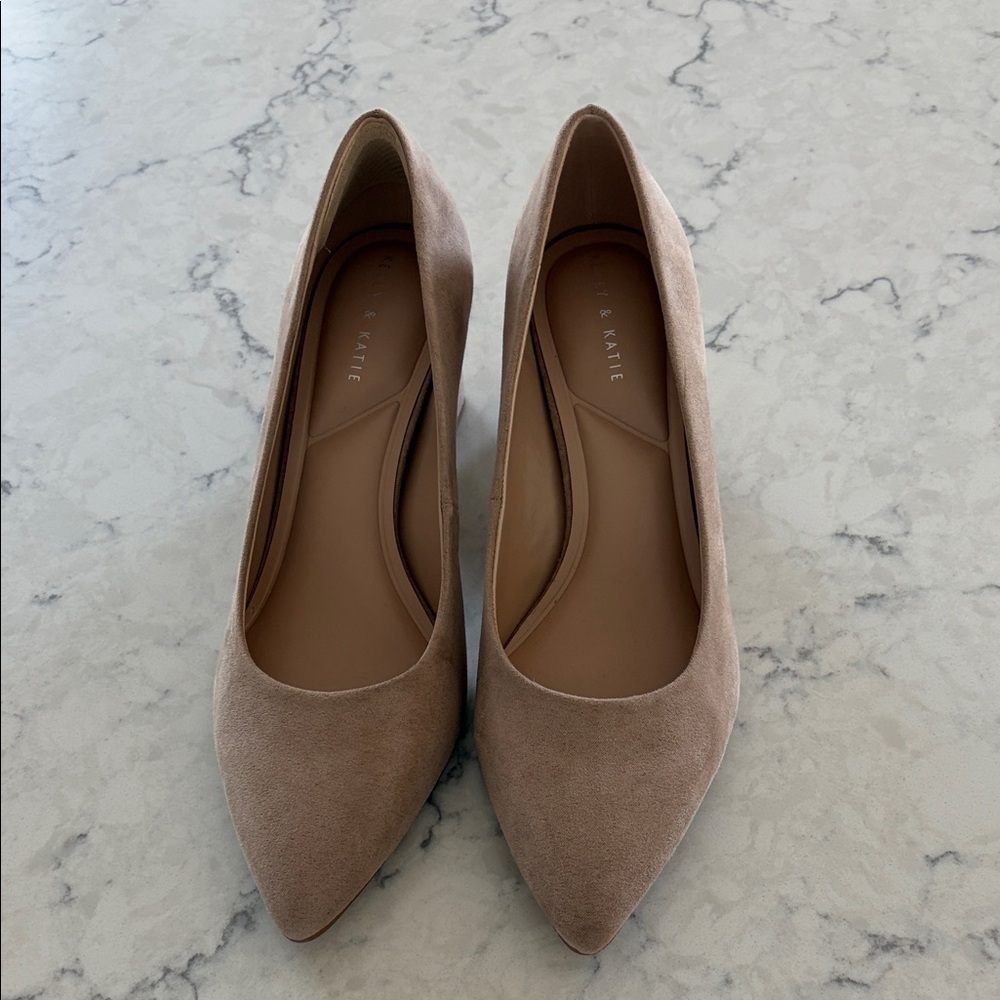 Kelly & Katie Taupe Suede Heels